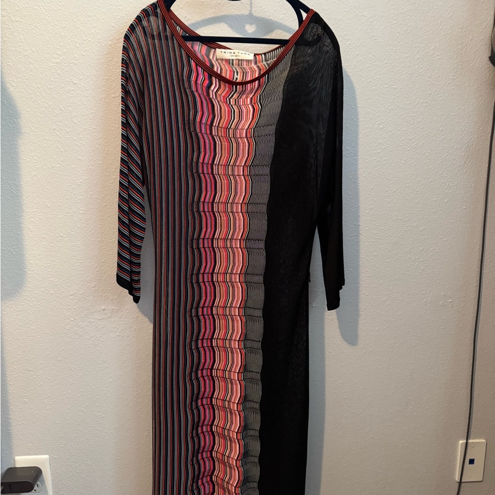 Trina Turk Black Striped Slink coverup